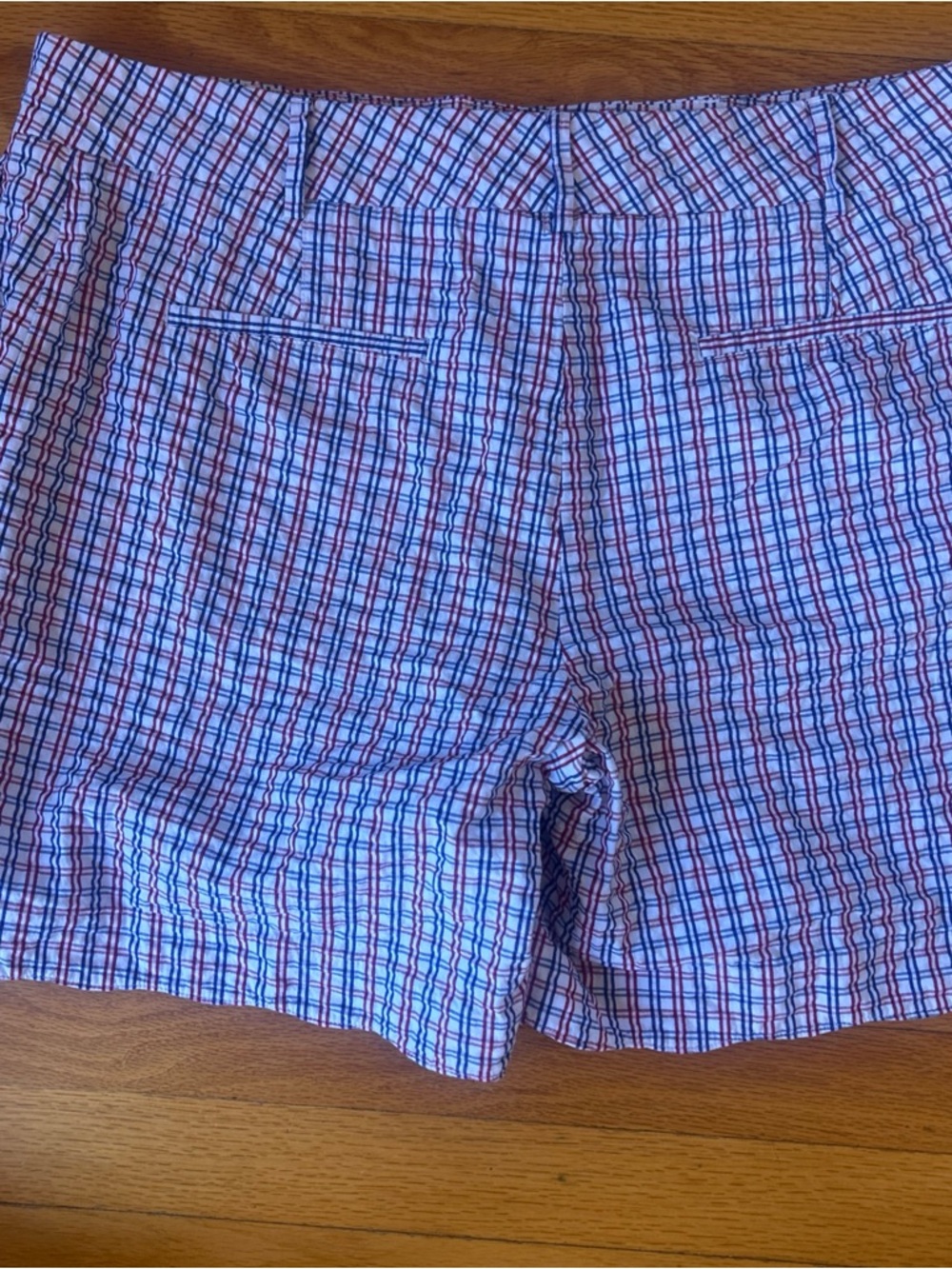 Talbots Blue, White and Red Plaid Cotton Shorts Size~ 14 - Picture 3 of 4